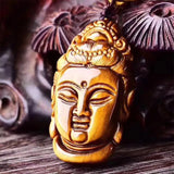 Tiger Eye GuanYin Pendant Buddha Necklace For Men Women