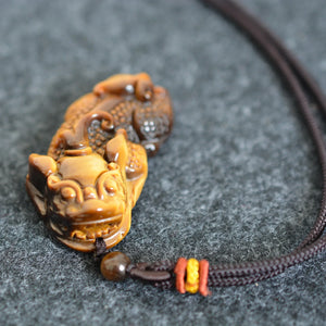 Tiger Eye Stone Piyao Necklace Pendant Healing Protection