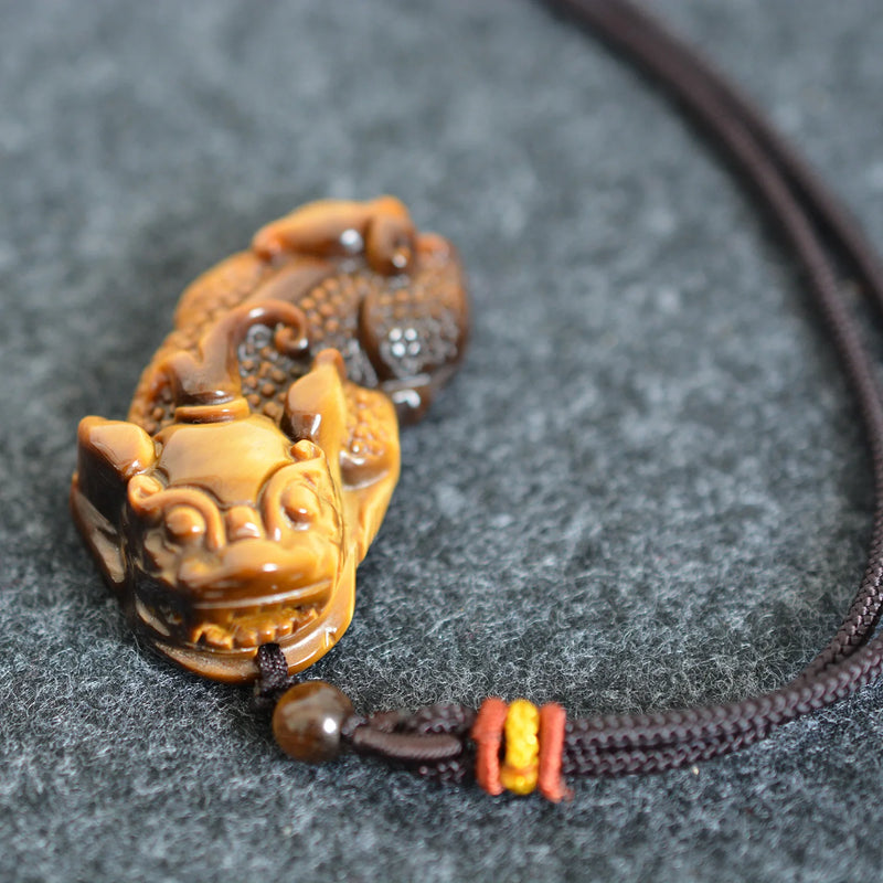 Tiger Eye Stone Piyao Necklace Pendant Healing Protection