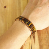 Tiger Eye Stone Tube Beads Leather Wrap Bracelet Chakra Yoga Charm Bangle