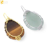 Tiger Eye Tree of Life Crystal Necklace Wire Wrap Rose Crystals Pink Quartz