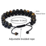 Tiger Eyes Healing Stone Bracelet Adjustable Rope Double Row Men Bracelet