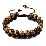 Tiger Eyes Healing Stone Bracelet Adjustable Rope Double Row Men Bracelet