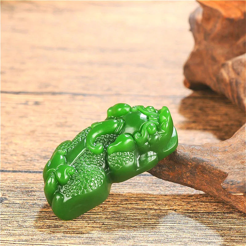 Tiger Pixiu Green Jade Pendant Necklace Hand Carved Charm Jewelry