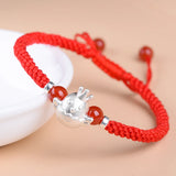 Tiger Red String Bracelet 925 Silver Zodiac Agate Beads Rope Women Gift