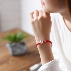 Tiger Red String Bracelet 925 Silver Zodiac Agate Beads Rope Women Gift