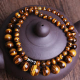 Tiger Eye Gemstone Round Beads Necklace for Women