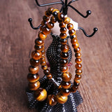 Tiger Eye Gemstone Round Beads Necklace for Women