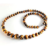 Tiger Eye Gemstone Round Beads Necklace for Women