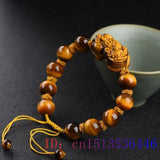 Tiger Eye Stone Pixiu Beads Bracelet Hand knotting Bangle