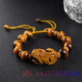 Tiger Eye Stone Pixiu Beads Bracelet Hand knotting Bangle