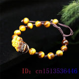 Tiger Eye Stone Pixiu Beads Bracelet Hand knotting Bangle