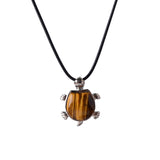 Tiger Eye Turtle Necklace Natural Crystal Semi Precious Stones