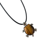 Tiger Eye Turtle Necklace Natural Crystal Semi Precious Stones