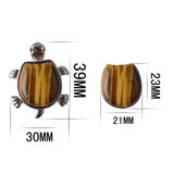 Tiger Eye Turtle Necklace Natural Crystal Semi Precious Stones