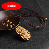 Tiger Eye Stone Dragon Pendant Necklace for Men