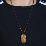 Tiger Eye Stone Dragon Pendant Necklace for Men