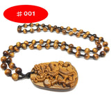 Tiger Eye Stone Dragon Pendant Necklace for Men