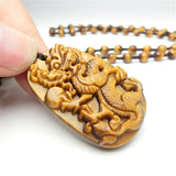 Tiger Eye Stone Dragon Pendant Necklace for Men