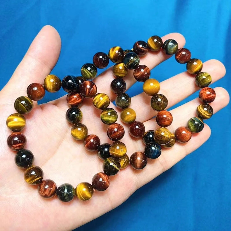 Tiger Eye Stone Bracelet Colorful Crystal Red Yellow