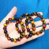 Tiger Eye Stone Bracelet Colorful Crystal Red Yellow