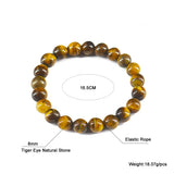 Tiger's Eye 8mm Women Elastic Rope Bracelet Natural Stone Fine Jewelry