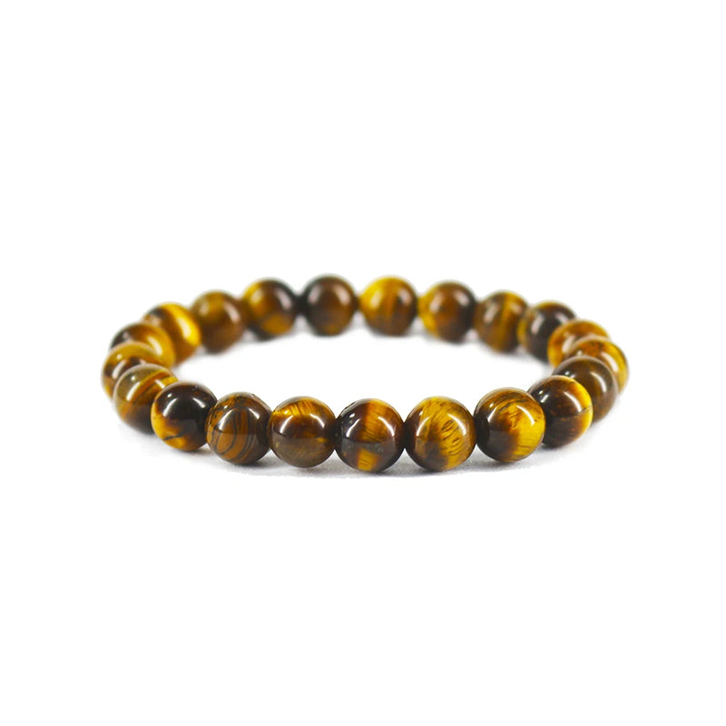 Tiger's Eye 8mm Women Elastic Rope Bracelet Natural Stone Fine Jewelry
