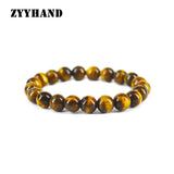 Tiger's Eye 8mm Women Elastic Rope Bracelet Natural Stone Fine Jewelry