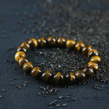 Tiger's Eye 8mm Women Elastic Rope Bracelet Natural Stone Fine Jewelry