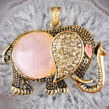 Tiger's Eye Rose Quartz Opal Coin Bead Gem Crystal Elephant Pendant