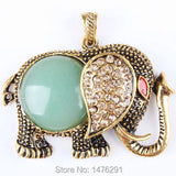 Tiger's Eye Rose Quartz Opal Coin Bead Gem Crystal Elephant Pendant