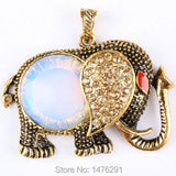 Tiger's Eye Rose Quartz Opal Coin Bead Gem Crystal Elephant Pendant