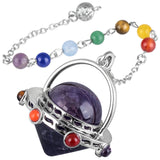 Tiger's Eye Stone Pendulum With 7 Chakra Beads Chain