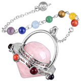 Tiger's Eye Stone Pendulum With 7 Chakra Beads Chain