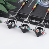Tiger's Eye Stone Pendulum With 7 Chakra Beads Chain