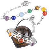 Tiger's Eye Stone Pendulum With 7 Chakra Beads Chain