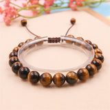Tiger's Eyes Stone Chakra Bracelet Natural Gemstone Unisex Woven Beaded Jewelry