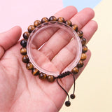 Tiger's Eyes Stone Chakra Bracelet Natural Gemstone Unisex Woven Beaded Jewelry