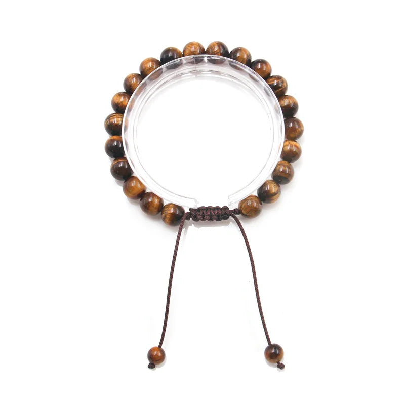 Tiger's Eyes Stone Chakra Bracelet Natural Gemstone Unisex Woven Beaded Jewelry