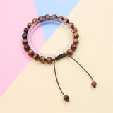 Tiger's Eyes Stone Chakra Bracelet Natural Gemstone Unisex Woven Beaded Jewelry