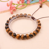 Tiger's Eyes Stone Chakra Bracelet Natural Gemstone Unisex Woven Beaded Jewelry