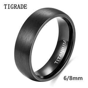 Tigrade Titanium Ring for Men 6/8mm Brushed Couple Wedding Band Unisex