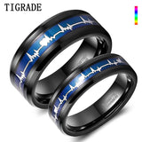 Tigrade 6mm 8mm EKG Heartbeat Wedding Band Ring Tungsten Carbide