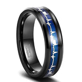 Tigrade 6mm 8mm EKG Heartbeat Wedding Band Ring Tungsten Carbide
