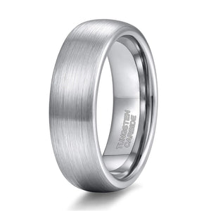6mm 8mm Tungsten Carbide Men's Ring Silver Brushed Unisex Wedding Band