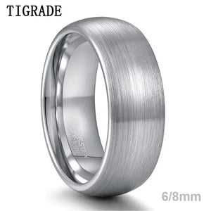 6mm 8mm Tungsten Carbide Men's Ring Silver Brushed Unisex Wedding Band