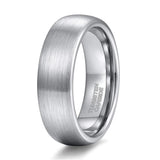6mm 8mm Tungsten Carbide Men's Ring Silver Brushed Unisex Wedding Band