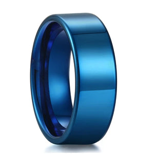 Tigrade 8mm Flat Wedding Rings Men Tungsten Carbide Polished Engagement Ring