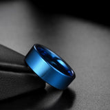 Tigrade 8mm Flat Wedding Rings Men Tungsten Carbide Polished Engagement Ring