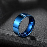Tigrade 8mm Flat Wedding Rings Men Tungsten Carbide Polished Engagement Ring
